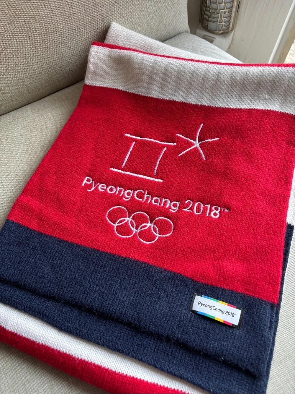 USA Scarf PyeongChang 2018 Winter Olympics Knit Scarf - Red White Blue